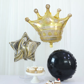 Create Lasting Memories with the Gold/Black Marble Mylar Foil Party Balloon Set