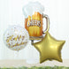 Happy Birthday Mylar Foil Helium Balloon Set, Cheers Beer Mug, Star Balloon Bouquet With Ribbon