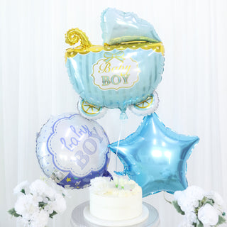 Blue/White Boy Baby Shower Mylar Foil Balloon Set