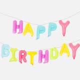 13Inch Ready-To-Use Colorful "Happy Birthday" Mylar Foil Balloon Banner#whtbkgd