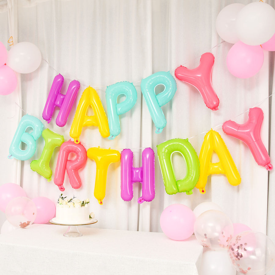 13Inch Ready-To-Use Colorful "Happy Birthday" Mylar Foil Balloon Banner