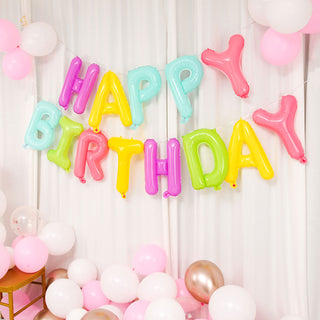 Colorful Happy Birthday Mylar Foil Balloon Banner