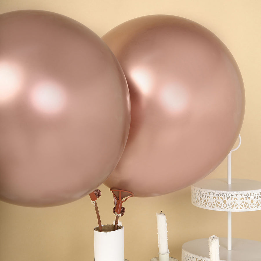 5 Pack | 18Inch Metallic Chrome Rose Gold Latex Helium/Air Balloons