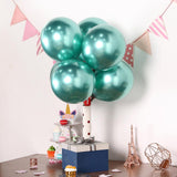 25 Pack | 12inches Metallic Chrome Green Latex Helium or Air Party Balloons
