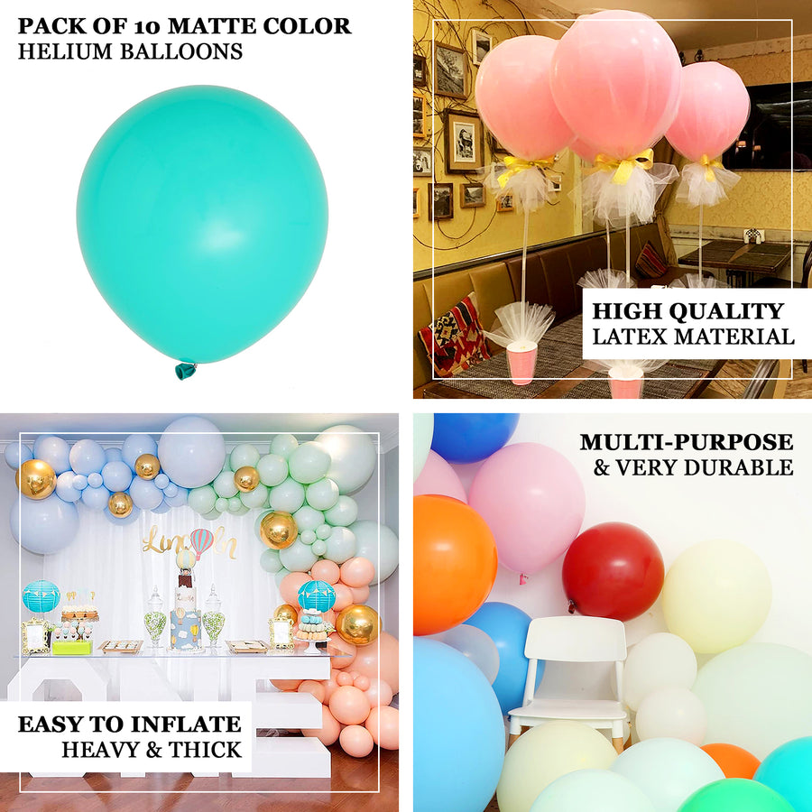 10 Pack | 18inch Matte Pastel Natural Helium or Air Latex Party Balloons