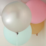 2 Pack | 32inch Large Balloons Helium or Air Latex Balloons Pastel Silver
