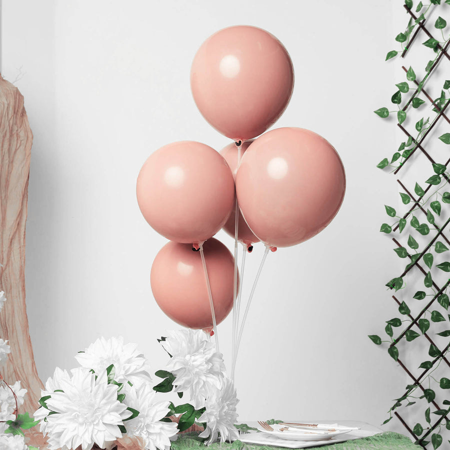 25 Pack | 10inch Matte Dusty Rose Double Stuffed Prepacked Latex Balloons
