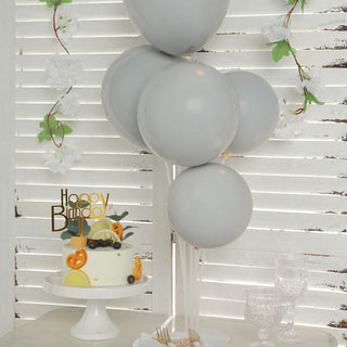 Elevate Your Event Decor with 10" Matte Gray Double Stuffed Prepacked Latex Party Balloons