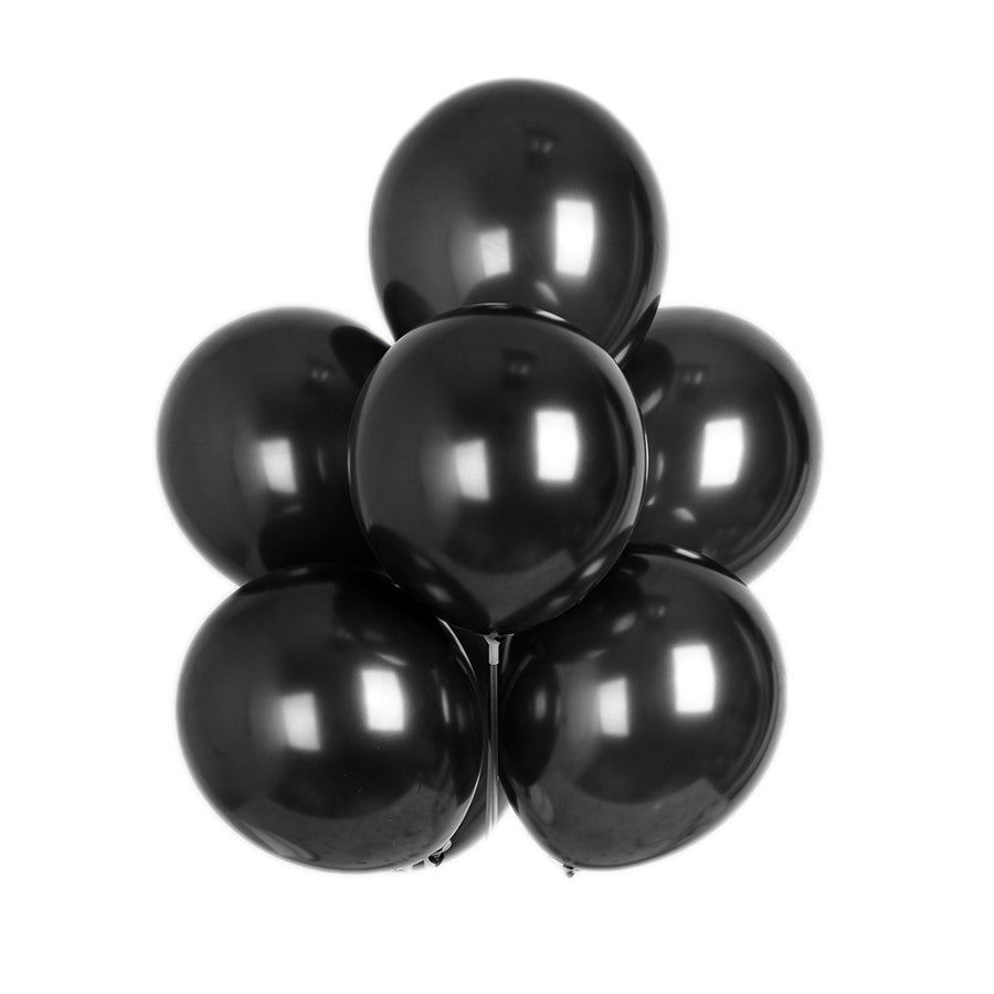 25 Pack | 12inches Shiny Pearl Black Latex Helium, Air or Water Balloons