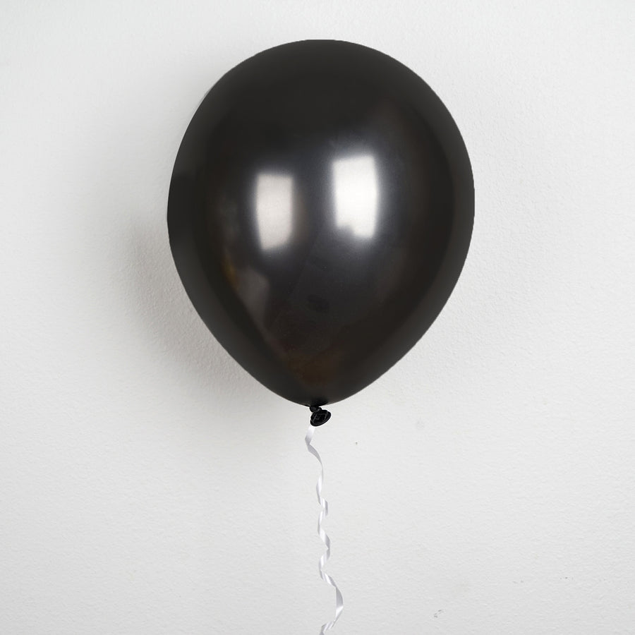 25 Pack | 12inches Shiny Pearl Black Latex Helium, Air or Water Balloons