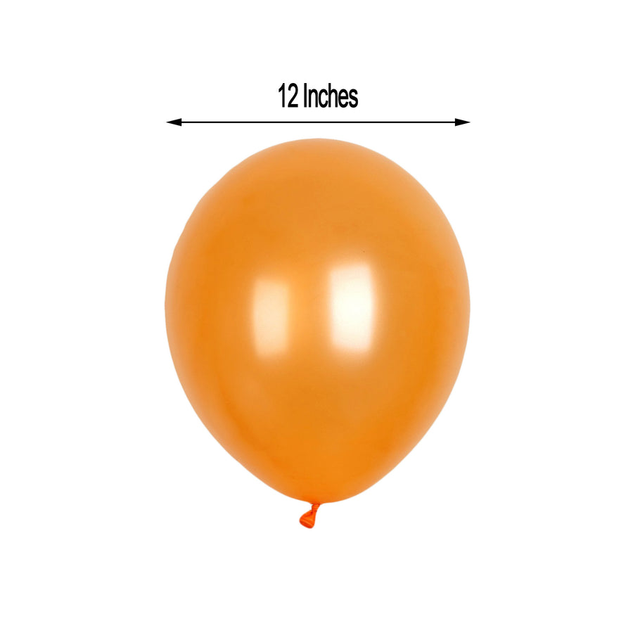 25 Pack | 12inches Shiny Pearl Orange Latex Helium, Air or Water Balloons