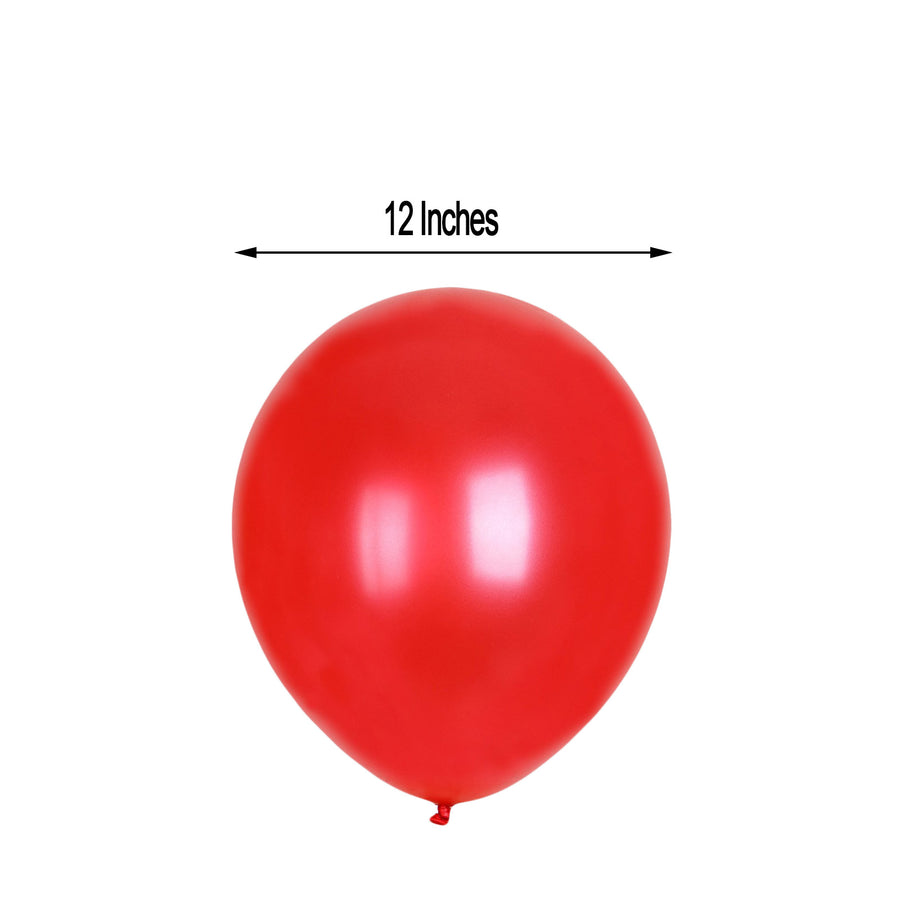 25 Pack | 12inches Shiny Pearl Red Latex Helium, Air or Water Balloons