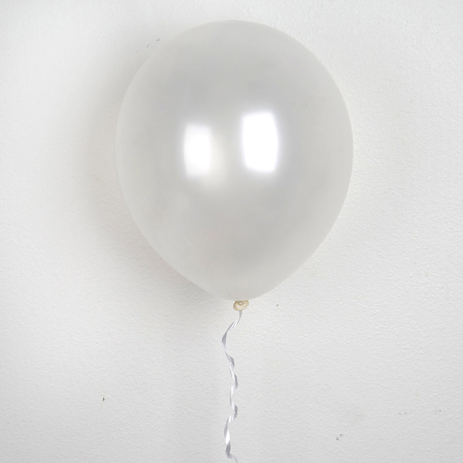 25 Pack | 12inch Shiny Pearl White Latex Helium, Air or Water Balloons