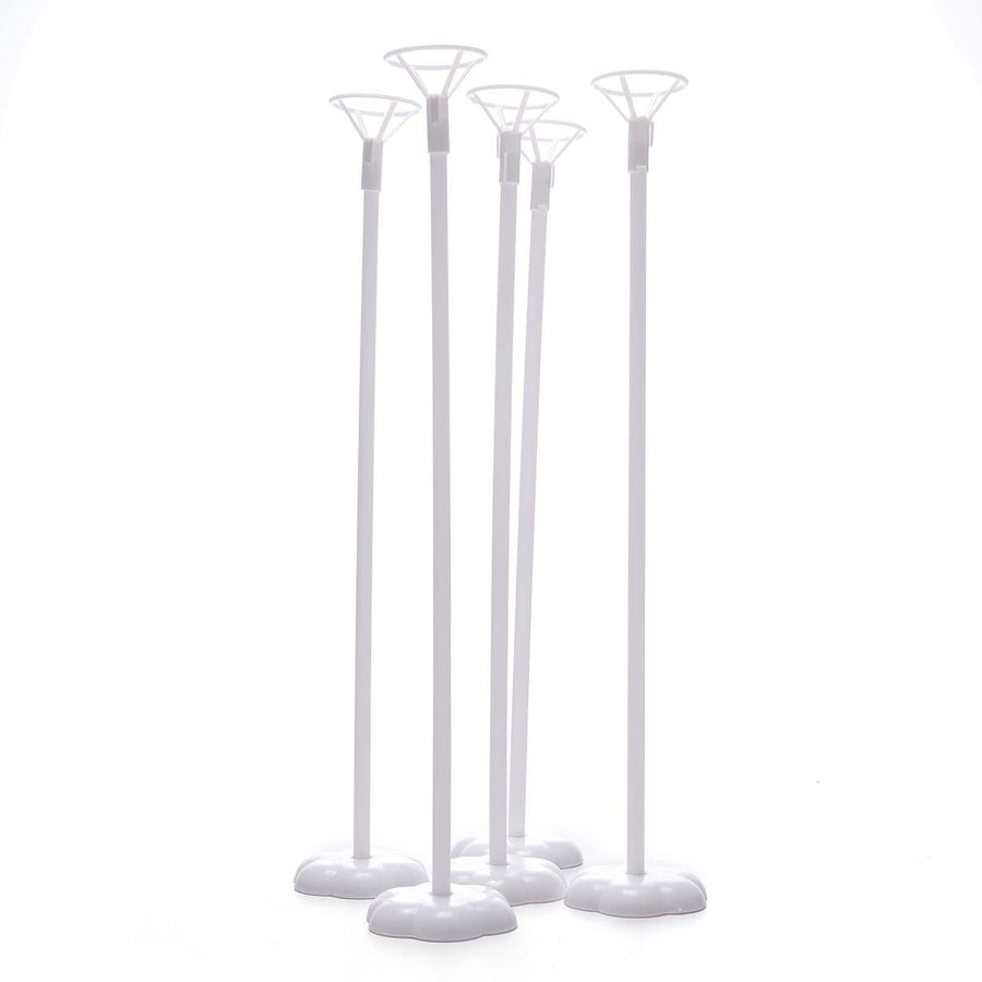 5 Pack | 17inches White Balloon Stand Stick Kit, Floral Base Balloon Holder