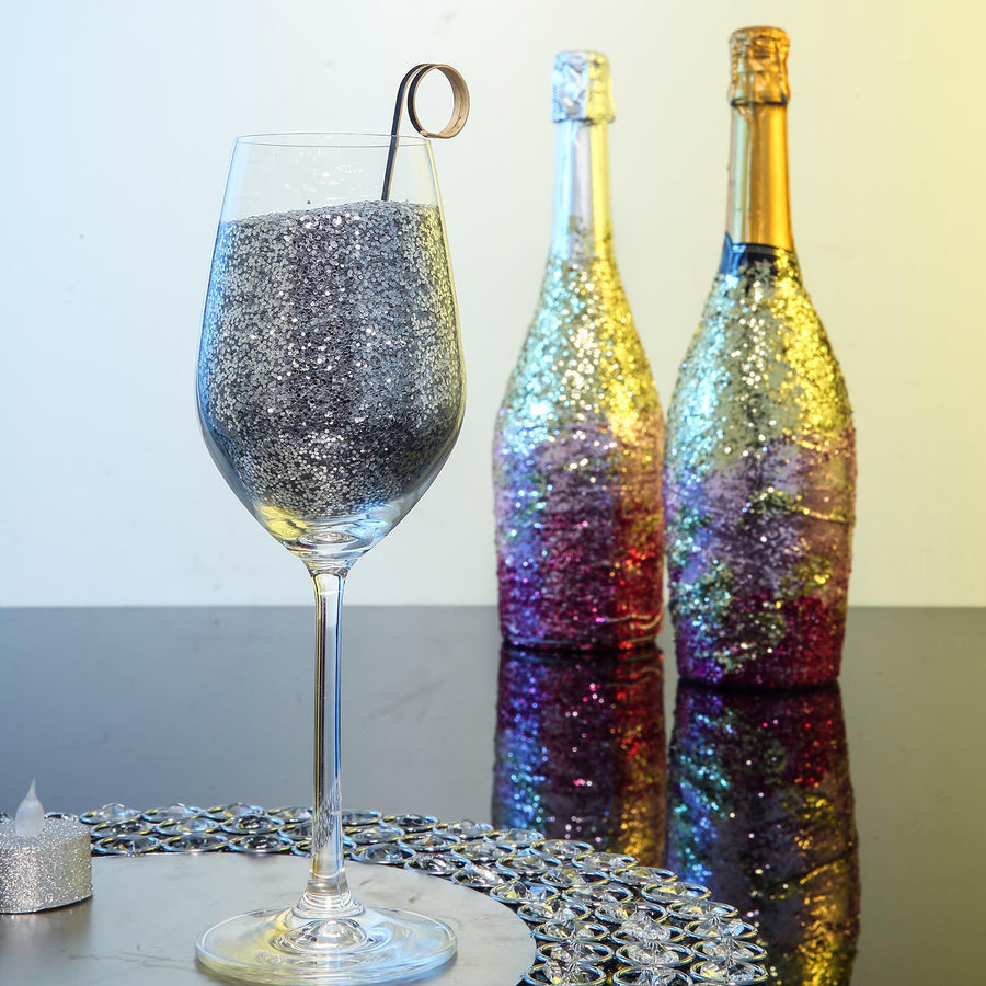 1 lb Bottle | Metallic Silver DIY Arts & Craft Chunky Confetti Glitter