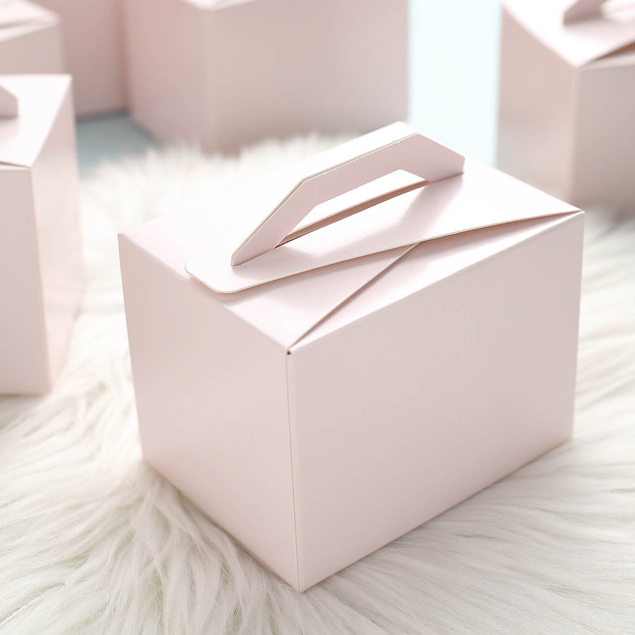 100 Pack | 4x3x3inch  Blush/Rose Gold Tote Party Favor Candy Gift Boxes
