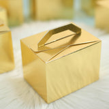 100 Pack | 4x3x3inch Metallic Gold Tote Party Favor Candy Gift Boxes