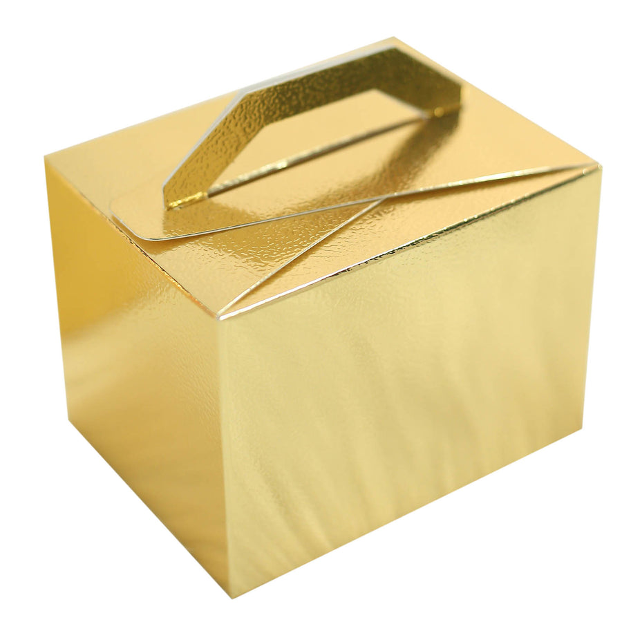 100 Pack | 4x3x3inch Metallic Gold Tote Party Favor Candy Gift Boxes#whtbkgd