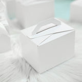 100 Pack | 4x3x3inch Classic White Tote Party Favor Candy Gift Boxes