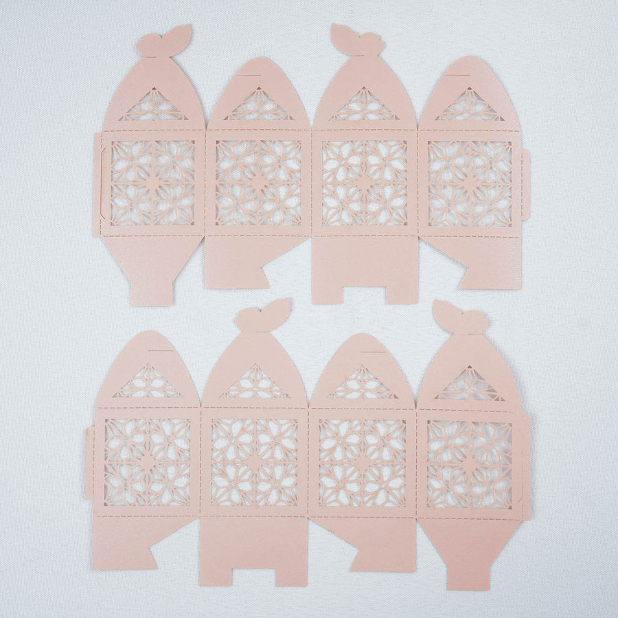 25 Pack | Blush/Rose Gold Butterfly Top Laser Cut Favor Candy Gift Box