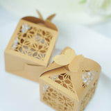 25 Pack | Gold Butterfly Top Laser Cut Lace Favor Candy Gift Boxes