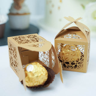 Add a Touch of Luxury with Gold Butterfly Top Laser Cut Lace Favor Candy Gift Boxes