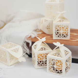 Ivory Butterfly Top Lace Favor Candy Gift Boxes - Elegant and Versatile