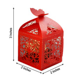 25 Pack | Red Butterfly Top Laser Cut Lace Favor Candy Gift Boxes