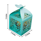 25 Pack | Turquoise Butterfly Top Laser Cut Favor Candy Gift Boxes