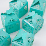 25 Pack | Turquoise Butterfly Top Laser Cut Favor Candy Gift Boxes#whtbkgd