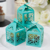 25 Pack | Turquoise Butterfly Top Laser Cut Favor Candy Gift Boxes