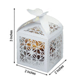 25 Pack | White Butterfly Top Laser Cut Lace Favor Candy Gift Boxes