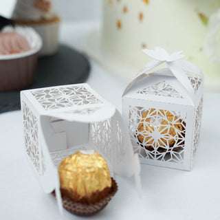 White Butterfly Top Lace Favor Boxes