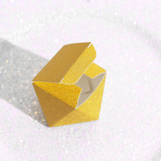 Make a statement with our Geometric Gold Glitter Wedding Favor Candy Gift Boxes