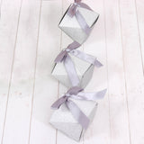 25 Pack | 2x3inches Geometric Silver Glitter Wedding Favor Candy Gift Box