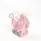 25 Pack | Pink Baby Paper Stroller Party Favor Gift Boxes, Cardstock Carriage#whtbkgd