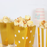 36 Pack | 4inch White / Gold Design Mini Paper Popcorn Boxes