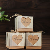 25 Pack | 2.5 Rustic Wood Pattern Natural Brown Paper Candy Gift Boxes, Square Party Favor Boxes