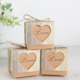 25 Pack | 2.5 Rustic Wood Pattern Natural Brown Paper Candy Gift Boxes, Square Party Favor Boxes