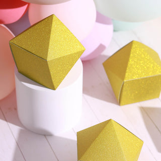 Gold Glittered Geometric Wedding Favor Gift Box