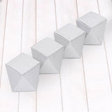 25 Pack | 3x4inch DIY Silver Glittered Geometric Wedding Favor Gift Box