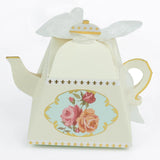 25 Pack | 4inch Ivory Mini Teapot Favor Boxes, Tea Time Gift Box with Ribbon
