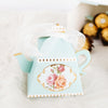 25 Pack | 4Inch Light Turquoise Mini Teapot Favor Boxes, Tea Time Gift Box with Ribbon