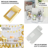 25 Pack | Gold Tote With Window Party Favor Candy Gift Boxes 2.75inch X 1.5inch X 6inch