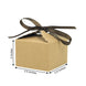 25 Pack | 2.5 Square Natural Brown Paper Tote Party Favor Gift Boxes With Grosgrain Ribbon