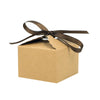 25 Pack | 2.5 Square Natural Brown Paper Tote Party Favor Gift Boxes With Grosgrain Ribbon#whtbkgd