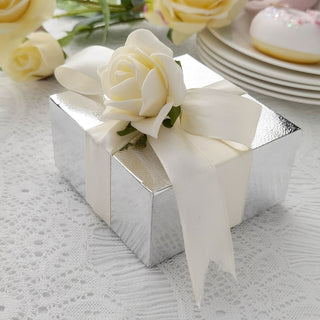 Chic and Shiny Silver Cake Cupcake Boxes for Stylish Party Favors