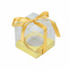 12 Pack | 3.5inch Clear Metallic Gold Disposable Cupcake Boxes With Ribbon Tie