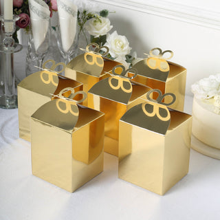 Stylish and Reliable Metallic Gold Foil Butterfly Top Candy Gift Boxes