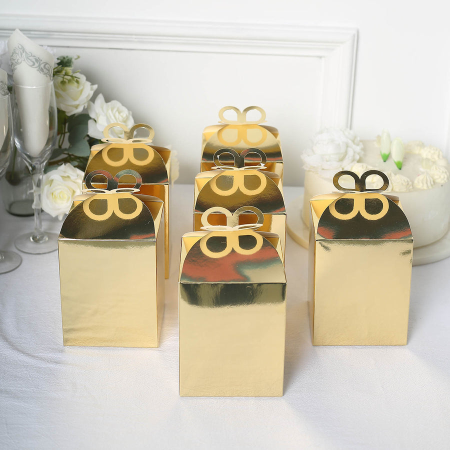 25 Pack | Metallic Gold Foil Butterfly Top Premium Party Favor Boxes